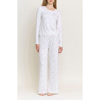 Honeydew Intimates Blissful Pointelle Pajamas in Ivory Ditsy at Nordstrom, Size X-Small