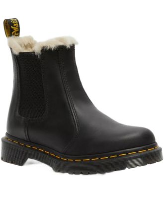 Dr. Martens 2976 Leonore Black Leather Shearling-Lined Ankle Boots