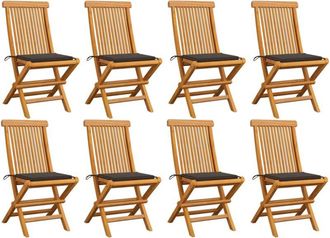 vidaXL Vidaxl - Sillas De Jard&iacute;n 8 Uds Madera De Teca Con Cojines Gris Taupe