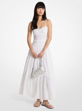 Michael Kors Smocked Cotton Poplin Maxi Dress
