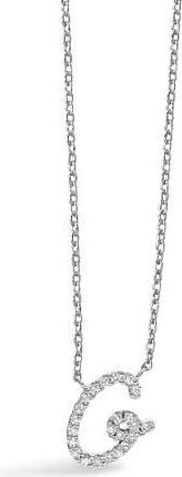 House of Brilliance 10K Gold Diamond Accent A-Z Initial Script Style Pendant Necklace in White | G at Nordstrom