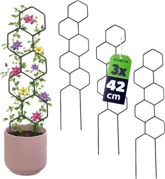 OEM Soporte Para Plantas, De Metal, Forma Hexagonal, Compatible Con Varias Macetas, Juego De 3 Soportes, Proporciona Estabilidad Para Plantas Trepadoras