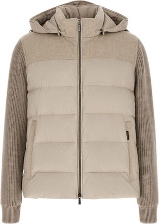 Moorer Beige Quilted Hood Jacket
