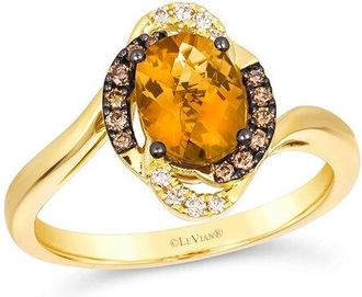 Le Vian Semi-Precious 14K 1.27 Ct. Tw. Diamond & Citrine Cocktail Ring