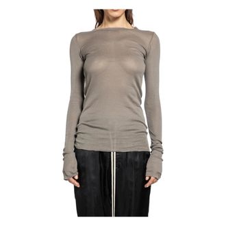 Rick Owens Long Sleeve Tops, female, Brown, Size: S Forever Rib LS T