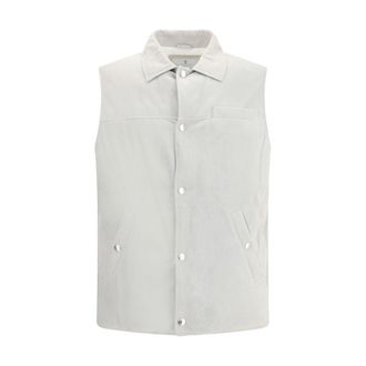 Brunello Cucinelli Gray Leather Mens Jacket