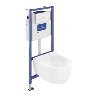 Villeroy & Boch Pack Inodoro Suspendido Sin Borde Villeroy Et Boch Avento + Estructura Soporte Viconnect Pro + Asiento + Placa Blanca