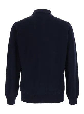 KANGRA Mens Polo 4 Buttons F.14gg Merino Blue Extrafine Top