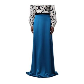 Valentino Valentina Lange Zijden Rok - Dames - Rokken - Blauw - Maat: S Zijde