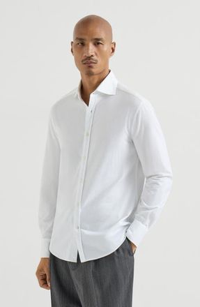 Brunello Cucinelli Piqu&eacute; shirt in White at Nordstrom, Size Xxx-Large Eu