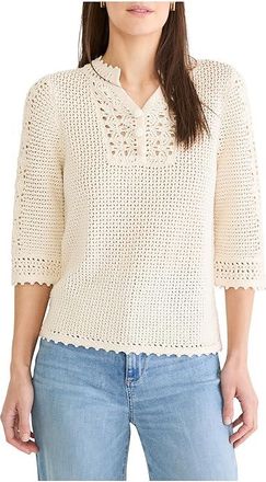Nic+Zoe Crochet Mesh Sweater Womens Clothing Classic Cream : XL, Acrylic/Cotton/Viscose
