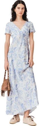 Maje Flowing patterned maxi dress in Sky Blue Large Flowers Print at Nordstrom, Size 34