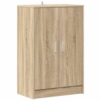 Berkfield Home Shoe Cabinet Sonoma Oak 60x35x92 cm Engineered Wood in Light Tan | Size: 60 x 35 x 92 cm