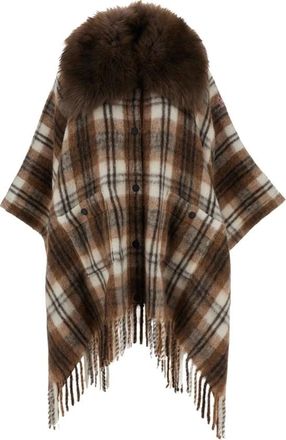 Moncler Mohair Blend Cape - Dames - Ponchos - Bruin - ONE Size - Wol - Jassen