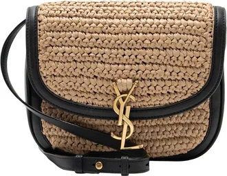 Saint Laurent Beige Raffia & Leather Kaia Medium Shoulder Bag (Authentic Pre- Loved)