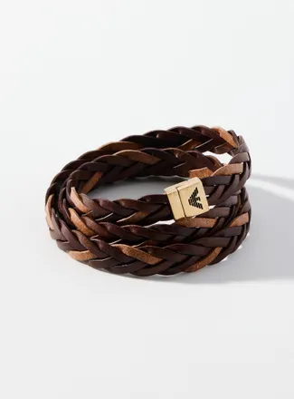 Emporio Armani Mens Braided leather bracelet