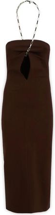 The Attico Halterneck Midi Jurk - Dames - Casual kleedjes - Bruin - S - Kleedjes