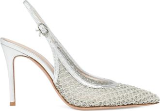 Gianvito Rossi Nikki Pointed Slingback Pumps - Dames - Pumps - Grijs - 37 EU - Leer - Schoenen