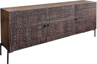 Global Interiors Massivholz Design Sideboard Tribalo mit 3D-Effekt