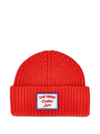 Giada Benincasa ribbed-knit logo-patch beanie - women - Cashmere/Merino - One Size - Red