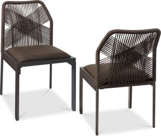 Best Choice Products Set of 2 Indoor/Outdoor Aluminum Woven Side Dining Chairs w/ All-Weather Rope