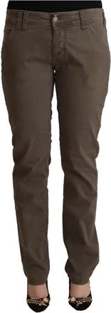 Cycle Bruine Skinny Jeans met Rits - Dames - Slim Fit Broeken - Bruin - W33 - Katoen - Broeken