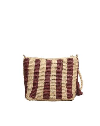 MC2 Saint Barth Womens Clutch Raffia Stripes Brown Bags