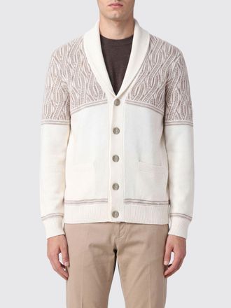 Brunello Cucinelli Cardigan in cotone con motivo astratto e collo a scialle