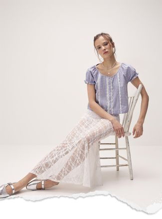 Twik Womens Scoop-neck babydoll blouse