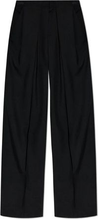 Balmain Wool Wide-Leg Broeken - Heren - Wijde Broeken - Zwart - 2XL - Wol - Broeken