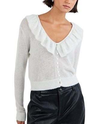 Bella Dahl V-Neck Ruffle Wool-Blend Cardigan