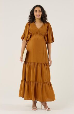 Cache Coeur Claudette Maternity maxi dress in Camel at Nordstrom, Size X-Large