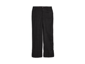 NYDJ Five-Pocket Wide Leg Trouser Pants Womens Clothing Black : 14W 32, Linen/Viscose