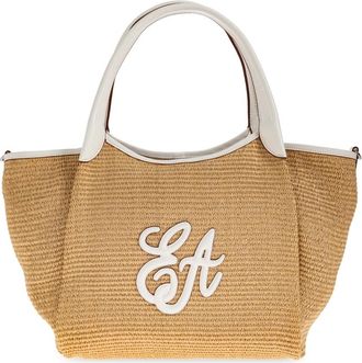 Emporio Armani Medium Tote Bag met Geweven Design - Dames - Shoppers - Beige - ONE Size - Polyester - Tassen