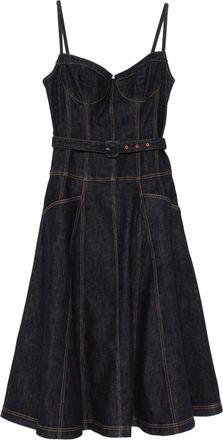 Self Portrait Indigo Denim Flared Midi Dress
