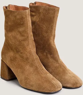 Jonak Leren boots met brede hak