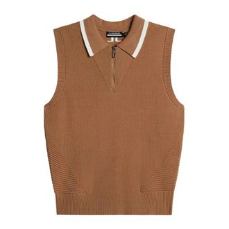 J.Lindeberg Ramona Gebreide Poloshirt - Dames - Fitness - Bruin - S - Polyester - Fitness
