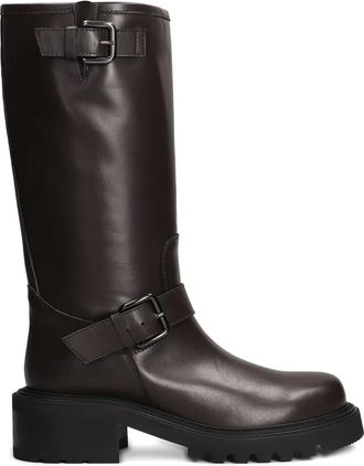 Via Roma 15 50mm Buckle platform boots - women - Leather/Leather/Rubber - 41 - Brown