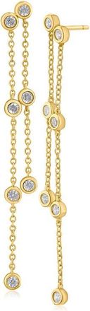 Kenneth Jay Lane Cubic Zirconia Double Strand Drop Earrings in Gold Plated at Nordstrom