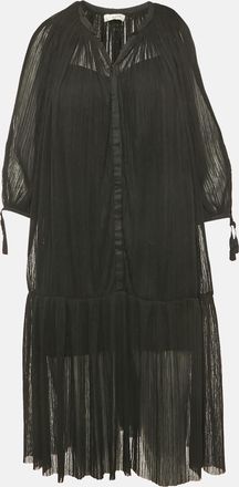 Sandro Black Plisse Drop Waist Short Dress