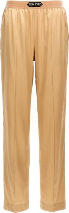 Tom Ford Stretch Silk Satin PJ Pants - Dames - Straight fit broeken - Beige - L - Satijn - Broeken