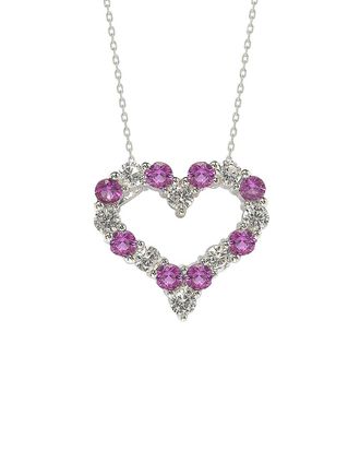 Suzy Levian Silver 0.02 Ct. Tw. Diamond & Sapphire Pendant Necklace