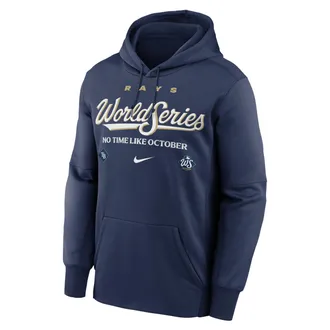 Nike Tampa Bay Rays 2026 World Series Participant Authentic Collection Nike Mens Therma-FIT MLB Pullover Hoodie in Blue | NKAQ44BRAW-W6A