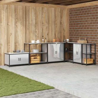 vidaXL Vidaxl - Estante De Almacenamiento De Cocina Plateado Acero Inoxidable