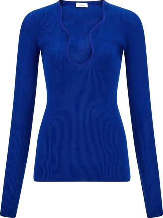 Ferragamo Top a coste a maniche lunghe - Blu