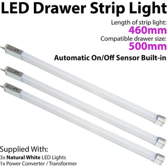Loops 3x 500mm LED Drawer Strip Light AUTO ON/OFF PIR SENSOR Kitchen Cupboard Door