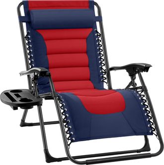 Best Choice Products Oversized Padded Zero Gravity Chair, Folding Outdoor Patio Recliner w/ Side Tray