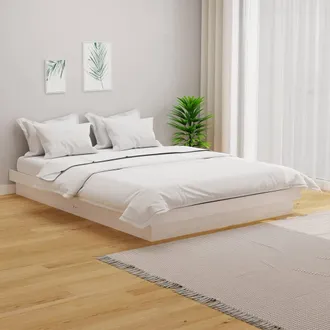 vidaXL Vidaxl - Estructura De Cama Doble Sin Colch&oacute;n Madera Maciza Blanco