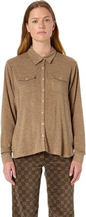 Gerard Darel Honorine Jersey Shirt in Camel at Nordstrom, Size X-Small