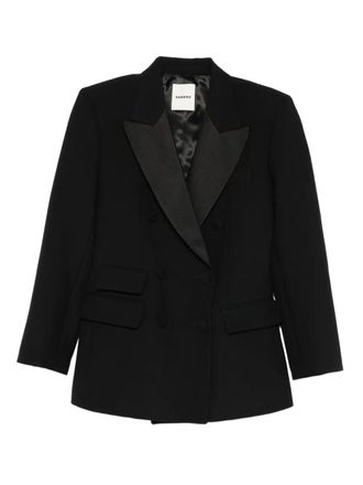 Sandro satin-lapel double-breasted blazer - women - Fabric - 42 - Black